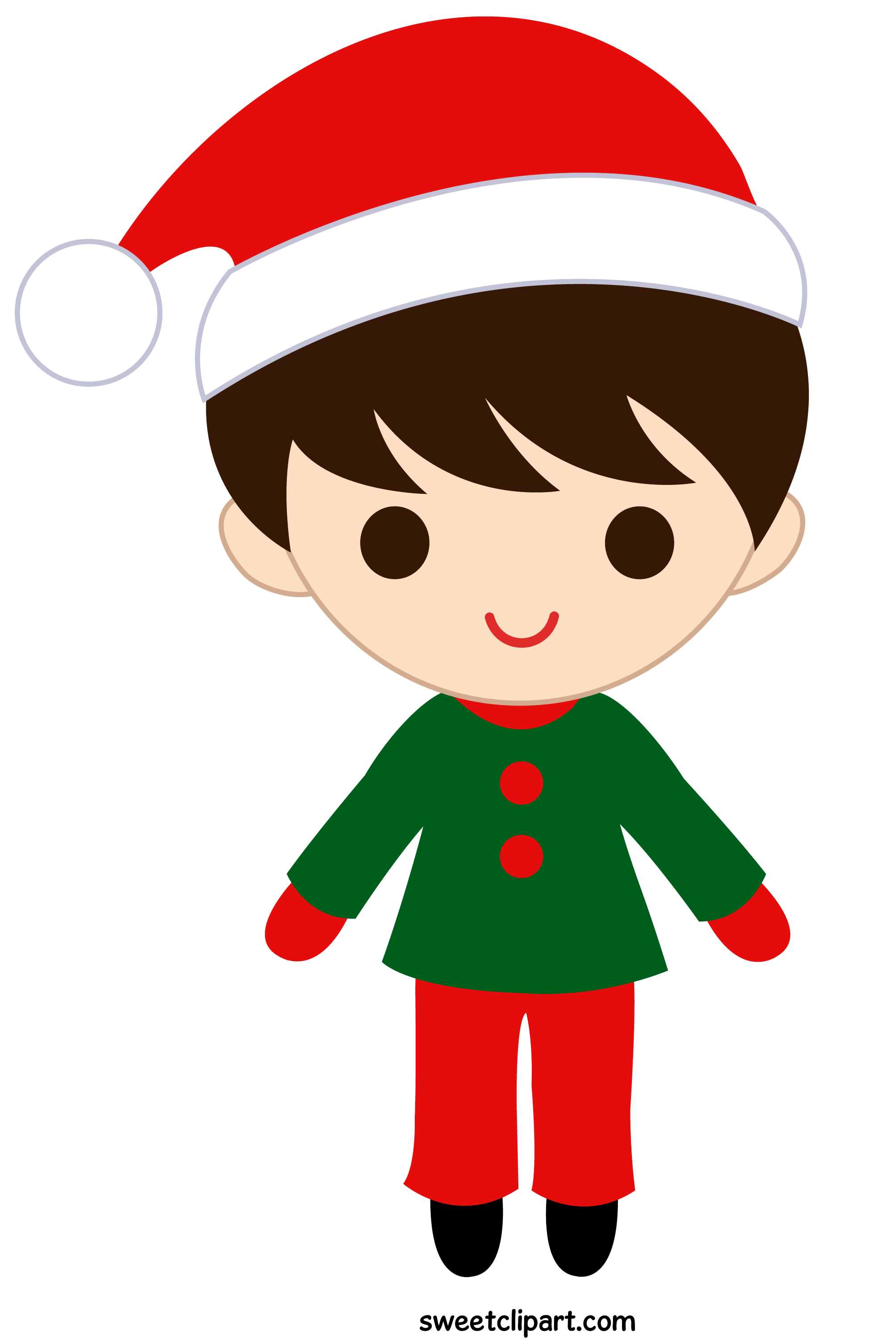 Christmas Boy With Santa Hat - Free Clip Art