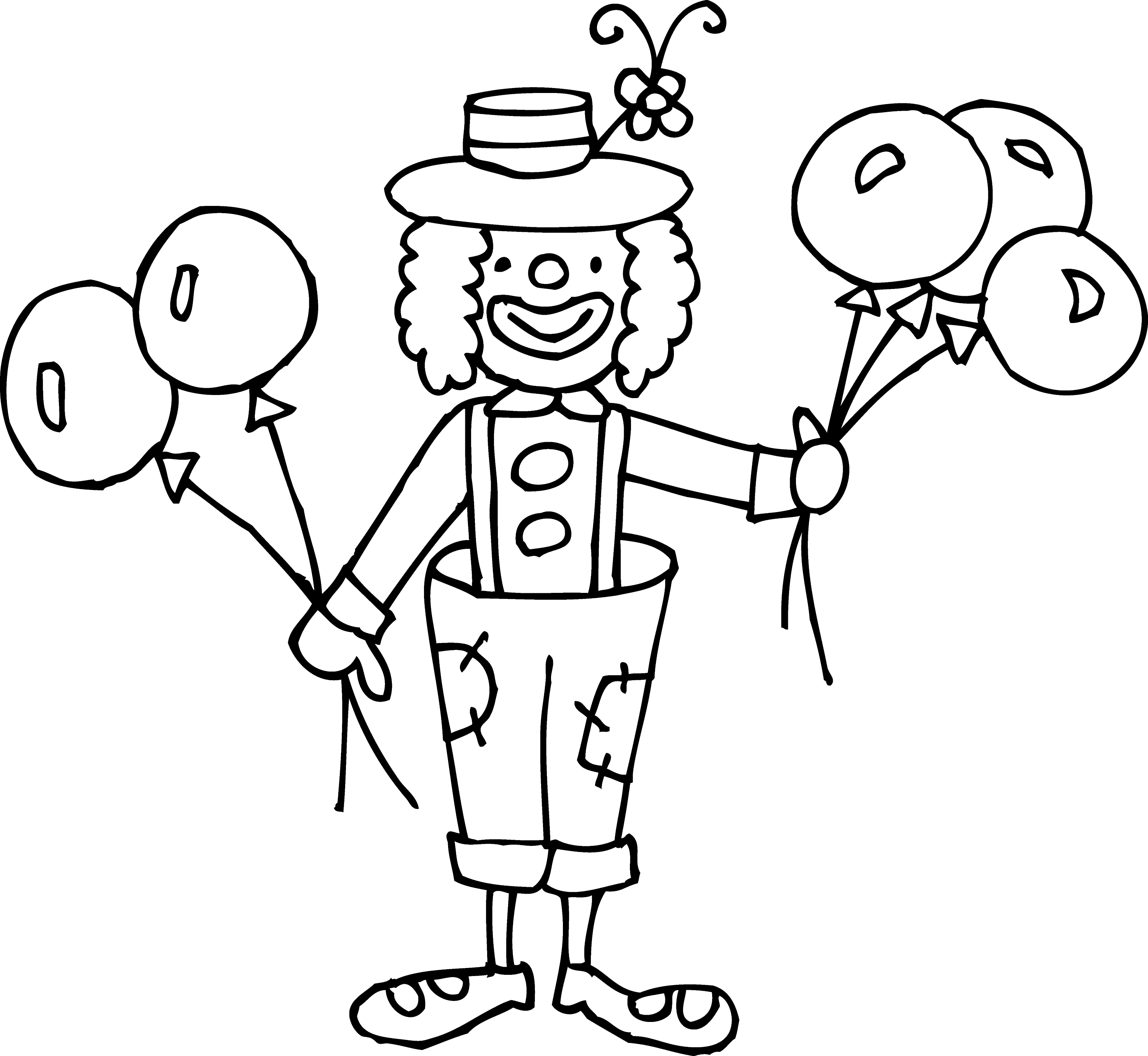 Silly Clown Coloring Page - Free Clip Art