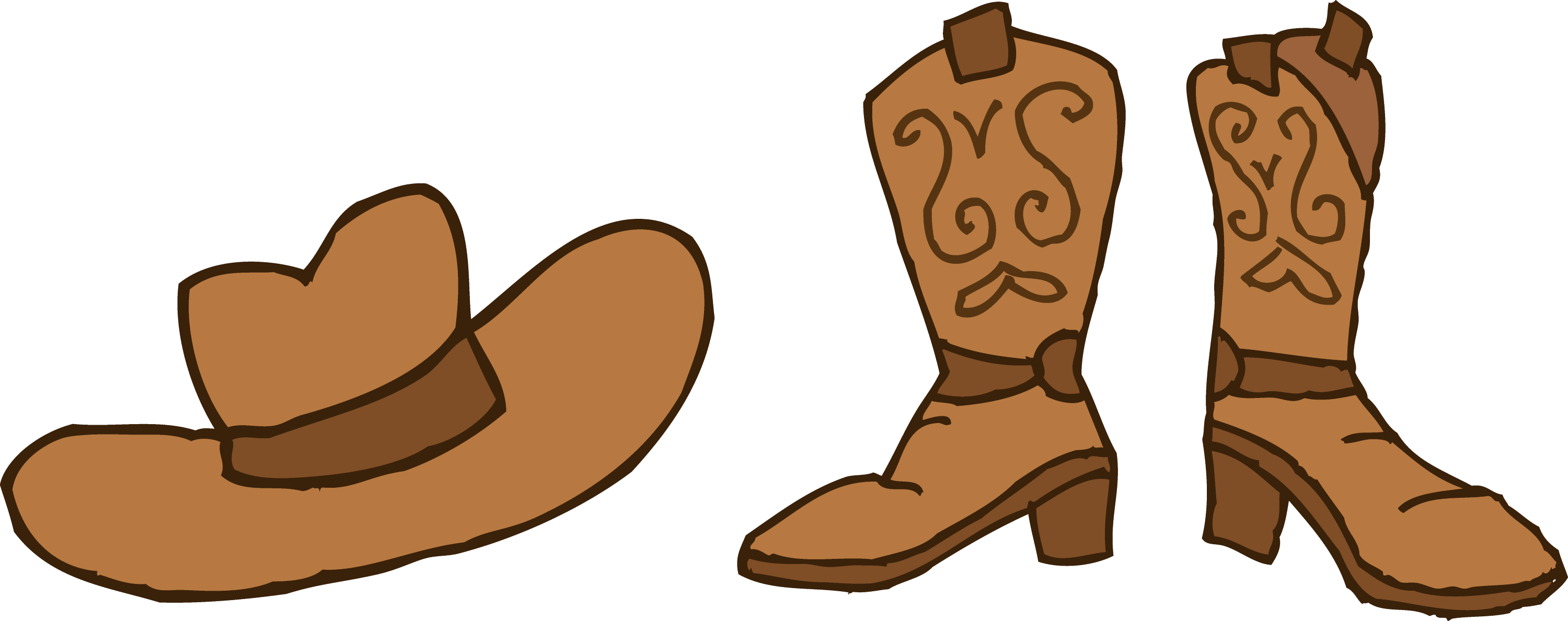 Cowboy Hat and Boots Clipart - Free Clip Art