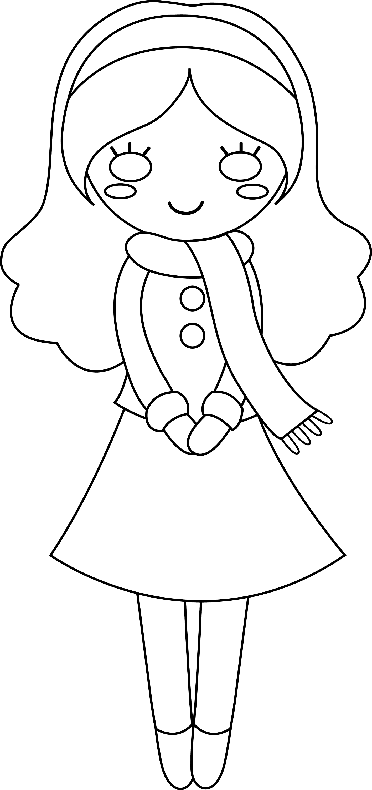 Cute Girl Colorable Line Art Free Clip Art Cute Girl Colorable Line Art Free Clip Art