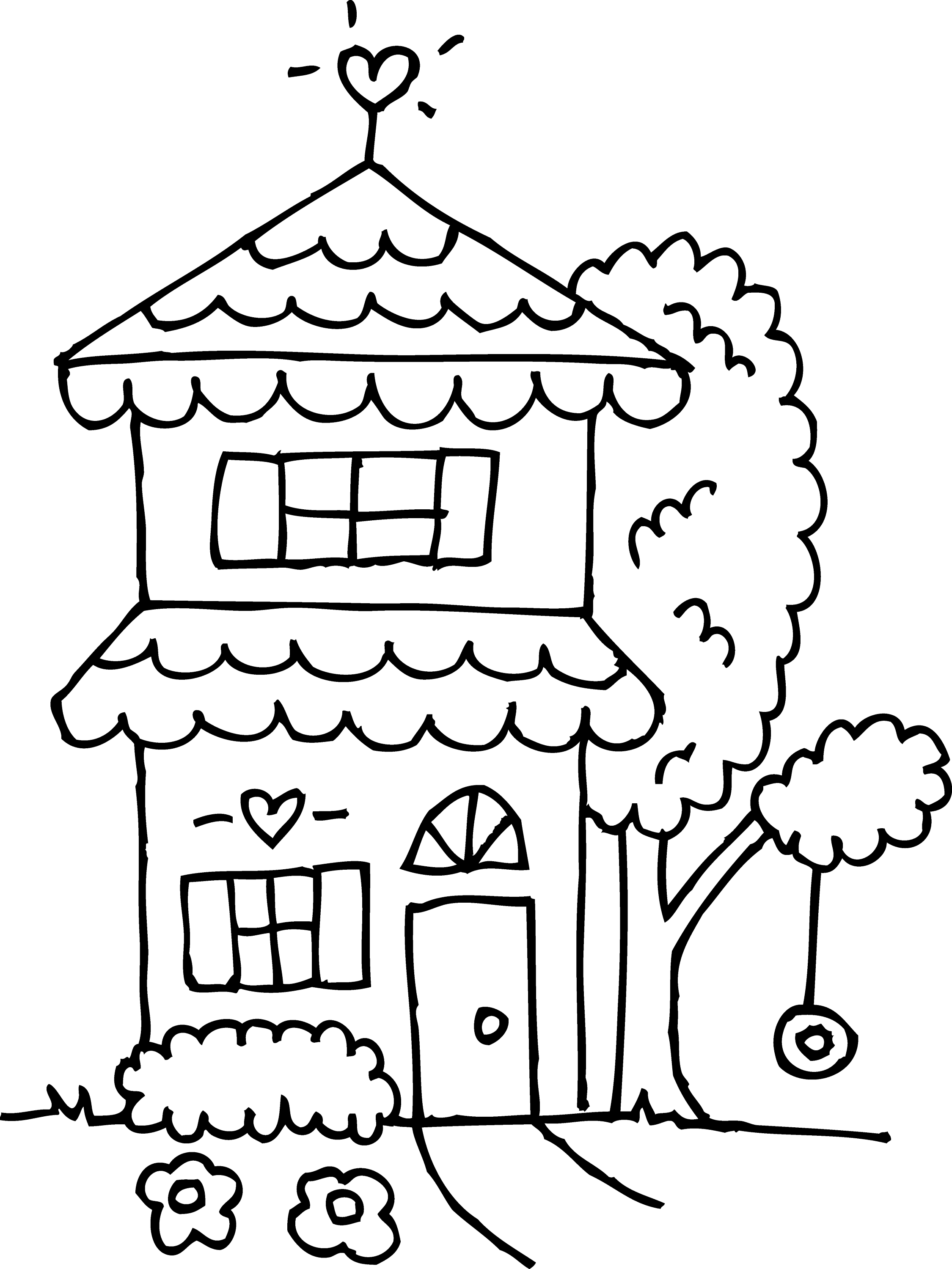 Download Two Story House Coloring Page - Free Clip Art