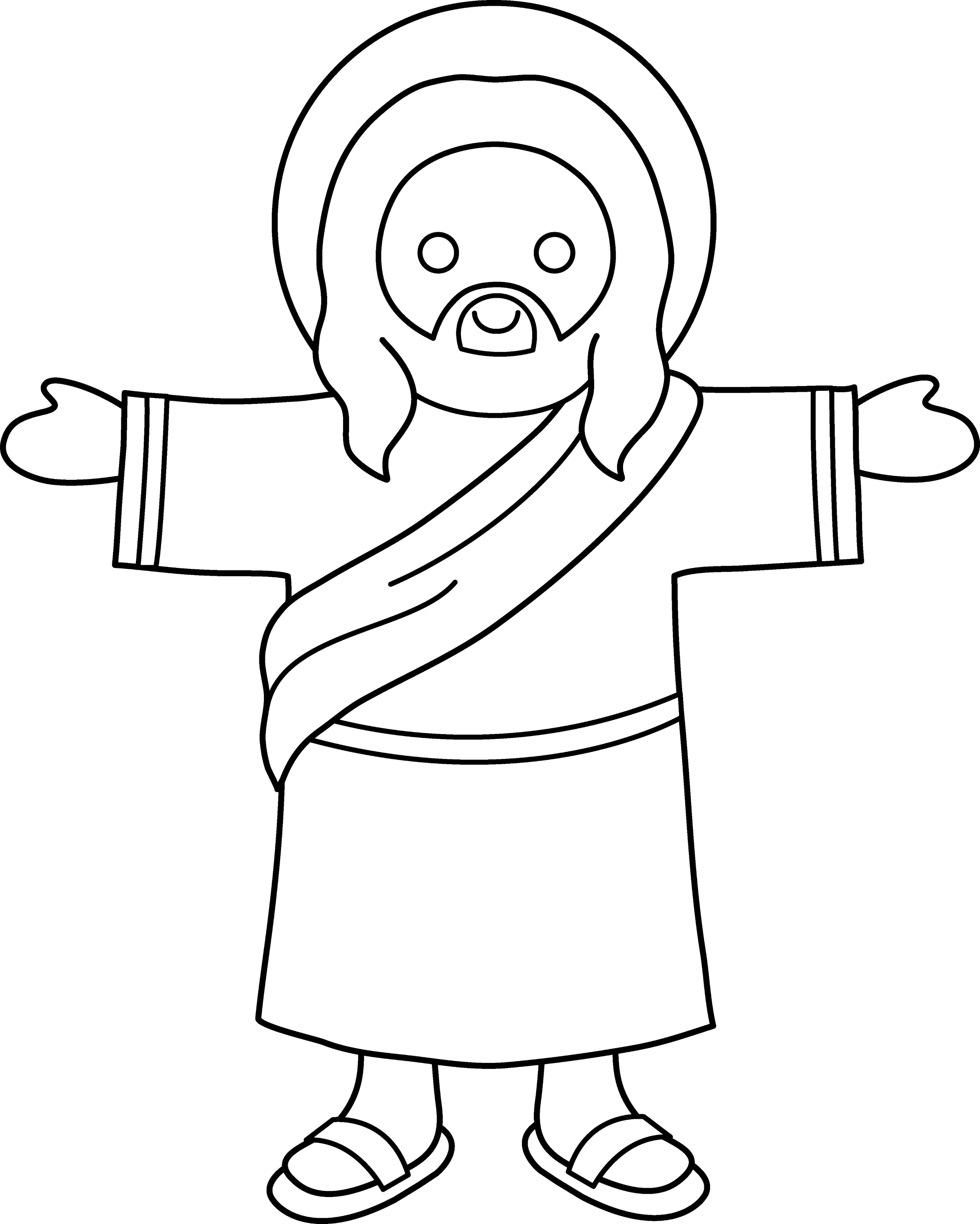 Cute Jesus Coloring Page - Free Clip Art