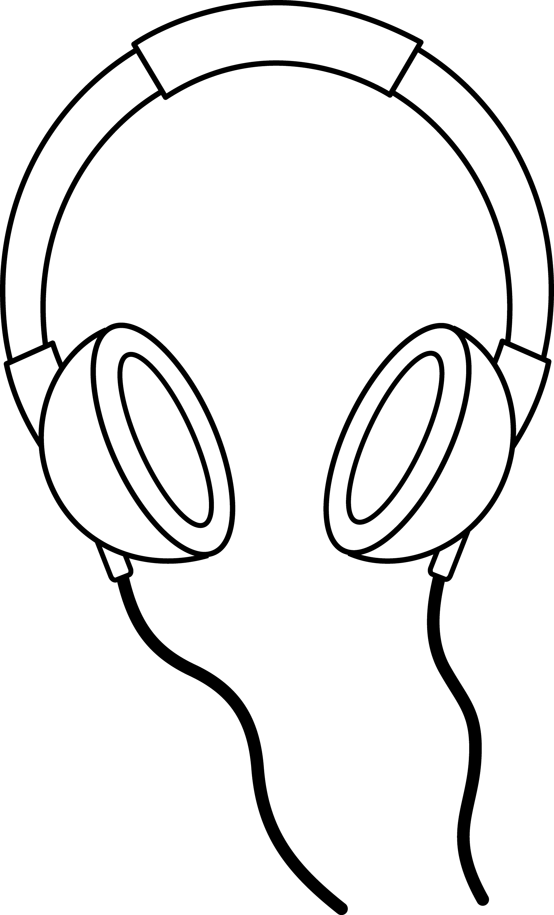 Headphones Line Art - Free Clip Art