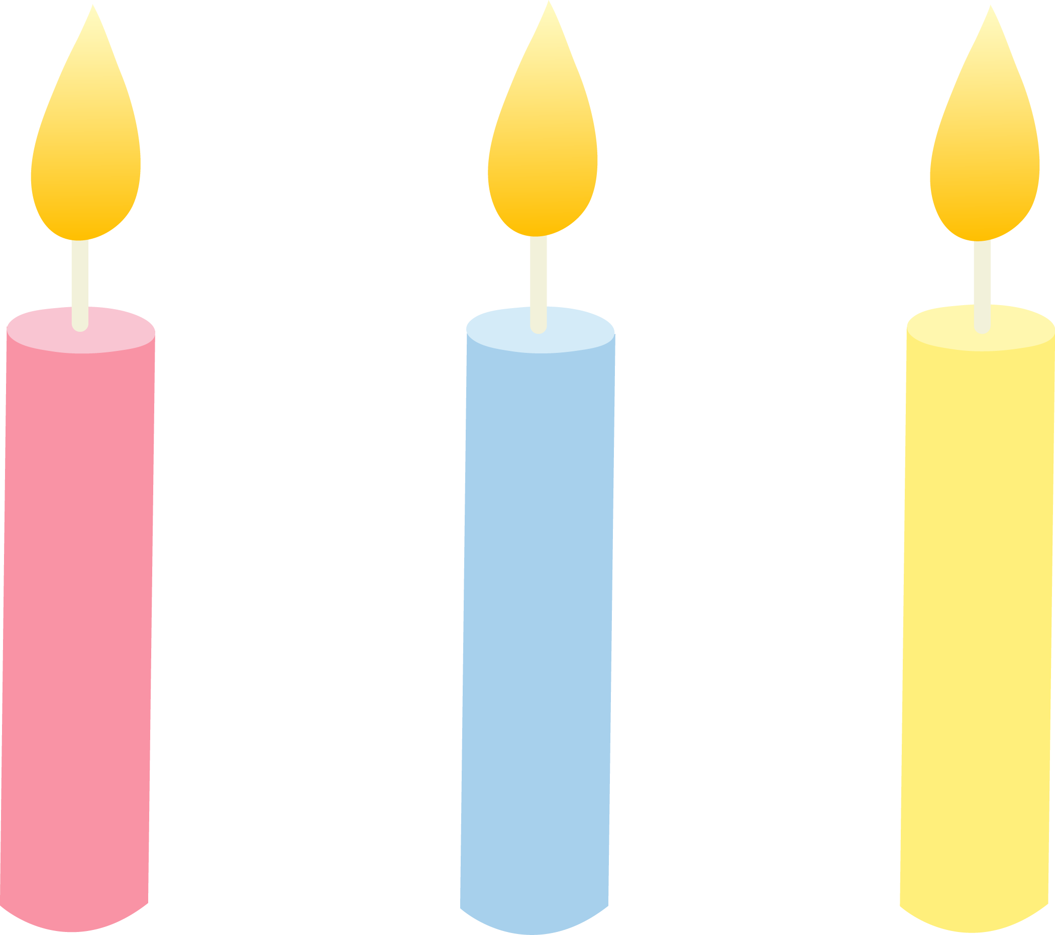 Three Pastel Colored Birthday Candles Free Clip Art