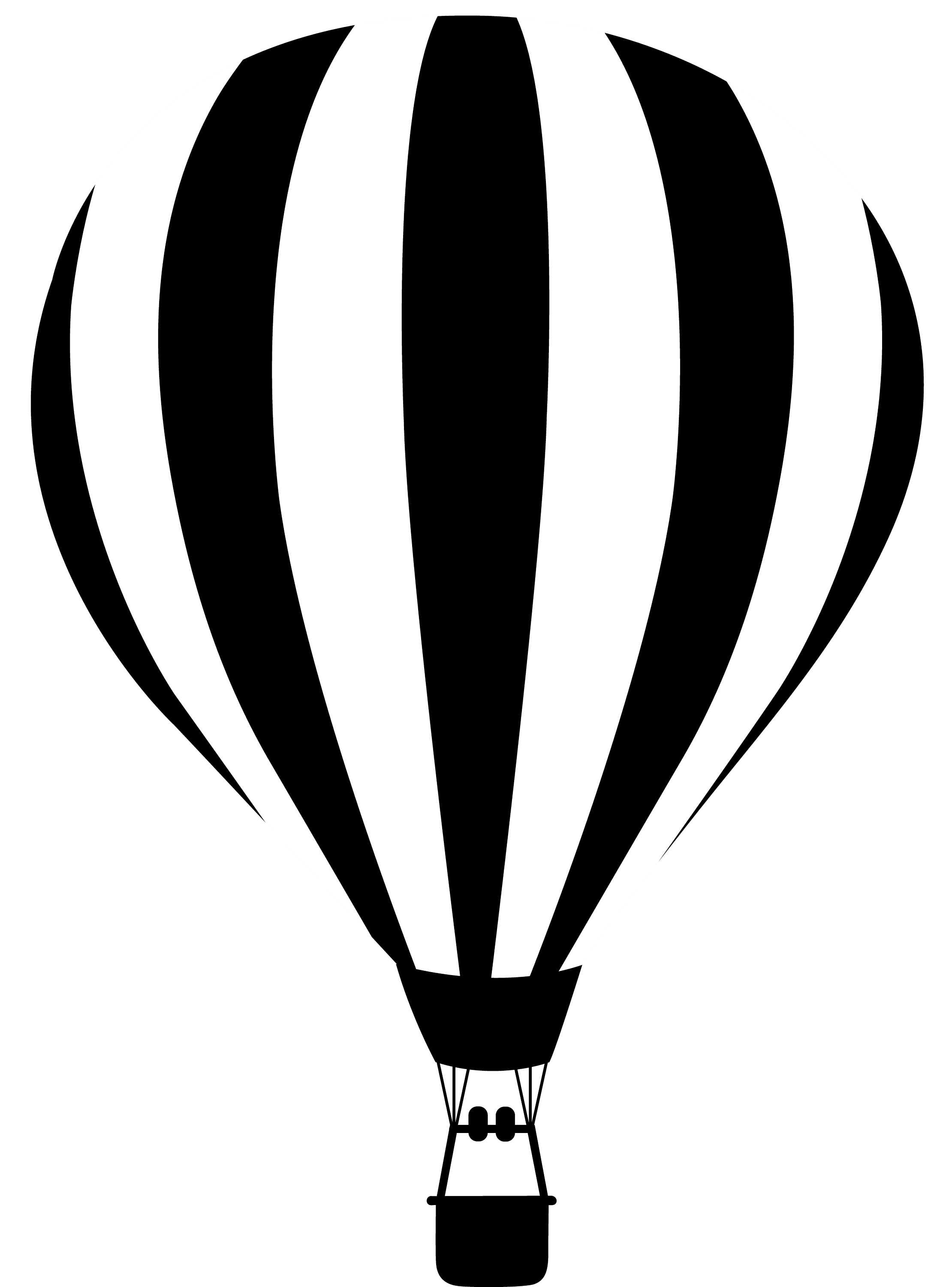 Hot Air Balloon Striped Silhouette - Free Clip Art