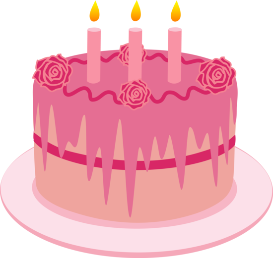 Strawberry Birthday Cake With Candles - Free Clip Art