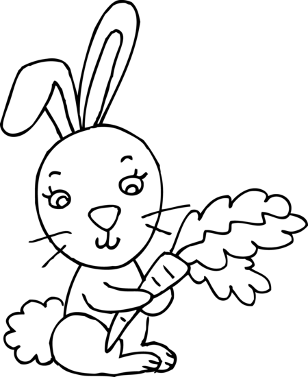 Line Art Of Bunny Rabbit With Carrot Free Clip Art
