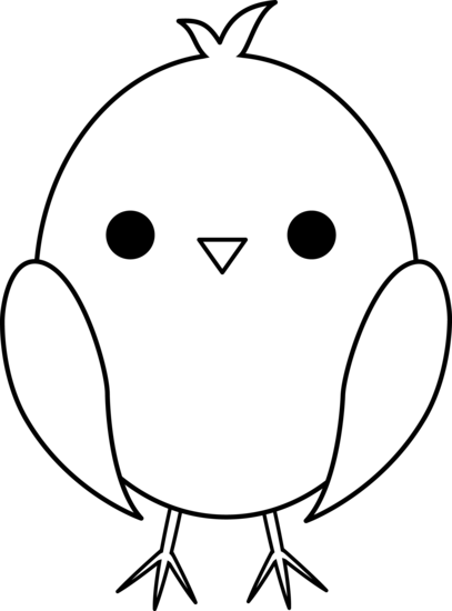 Cute Baby Chick Line Art - Free Clip Art