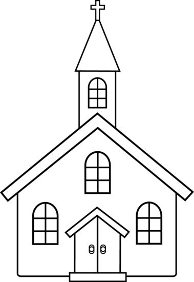 Little Church Line Art - Free Clip Art