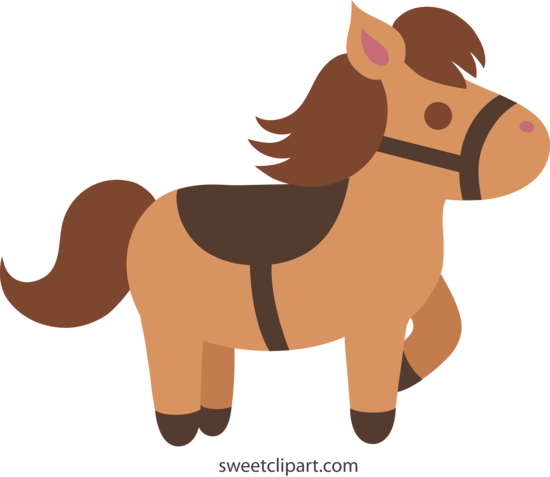 Cute Brown Pony With Saddle - Free Clip Art