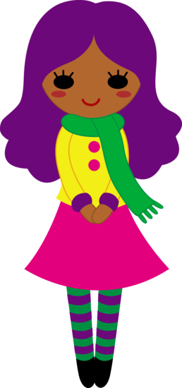 Cute Girl With Purple Hair - Free Clip Art