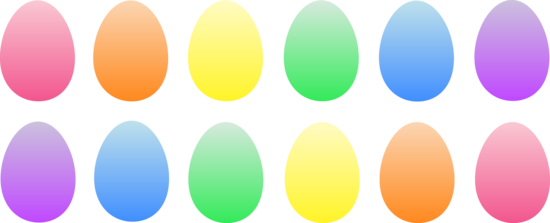 A Dozen Colored Easter Eggs - Free Clip Art