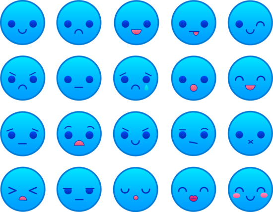 Blue Emoticons Set - Free Clip Art