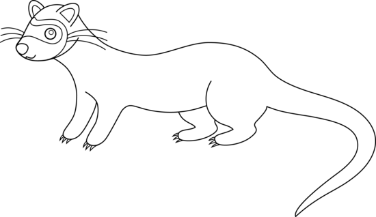 Cute Ferret Line Art - Free Clip Art