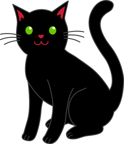 Simple Black Halloween Cat - Free Clip Art