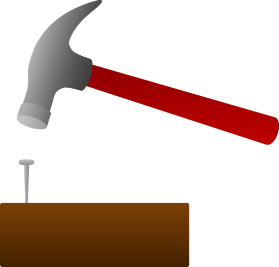 Hammering Nail Into Wood - Free Clip Art