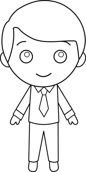 Little Guy in Suit Line Art - Free Clip Art