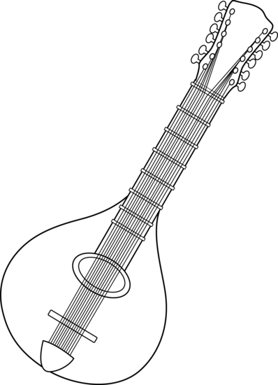 Black and White Mandolin Design - Free Clip Art