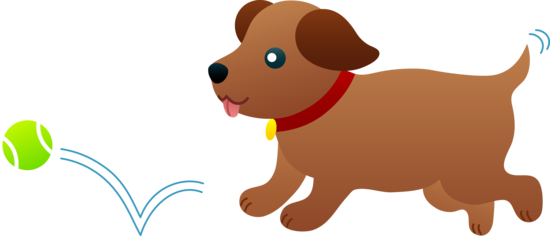 Puppy Chasing After Ball - Free Clip Art