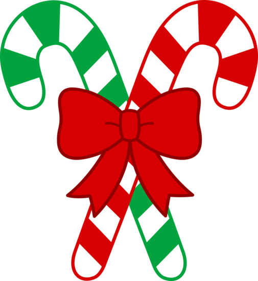 Christmas Candy Canes With Bow - Free Clip Art