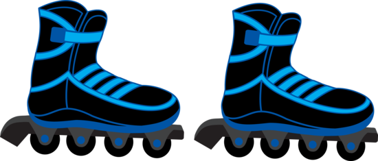 Cool Blue and Black Rollerblades - Free Clip Art