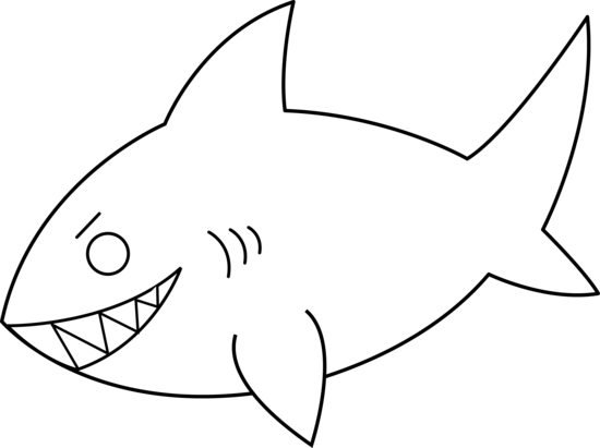 Colorable Shark Line Art Free Clip Art