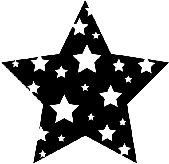 Black and White Starry Star - Free Clip Art