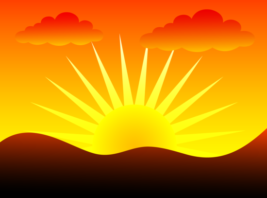 Sunset Over Hills - Free Clip Art