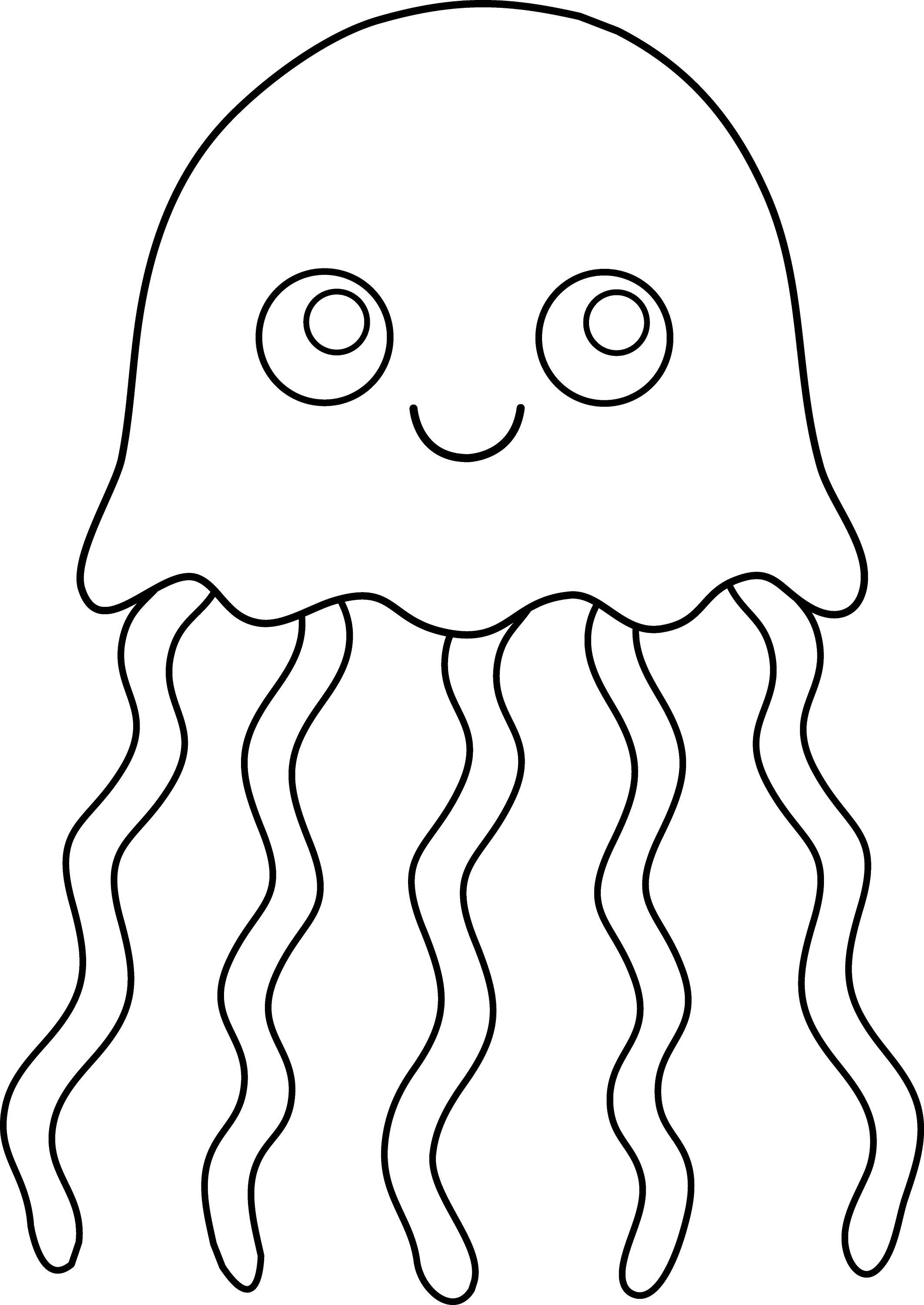 Download Cute Colorable Jellyfish - Free Clip Art