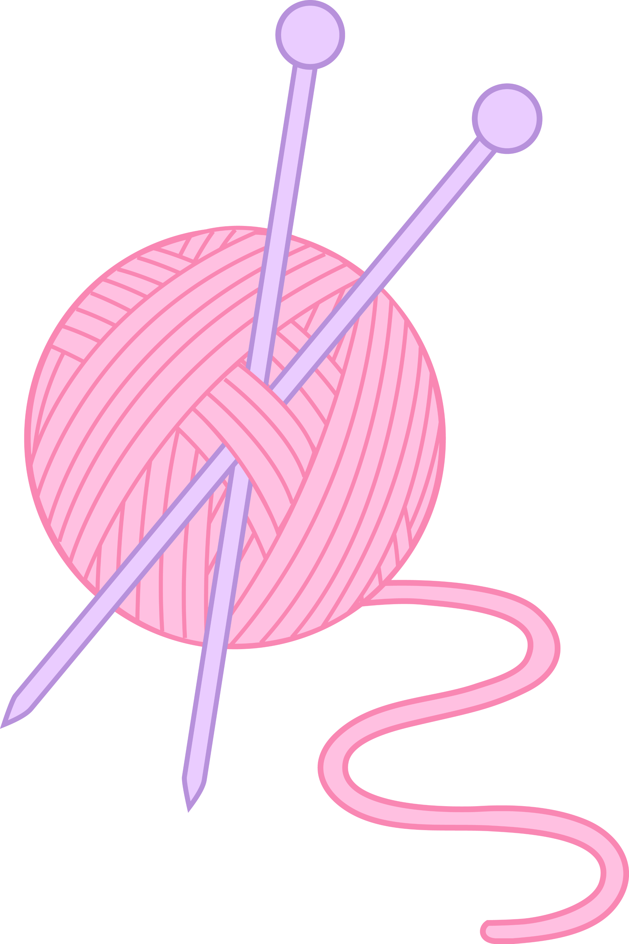 Pink Yarn and Knitting Needles - Free Clip Art