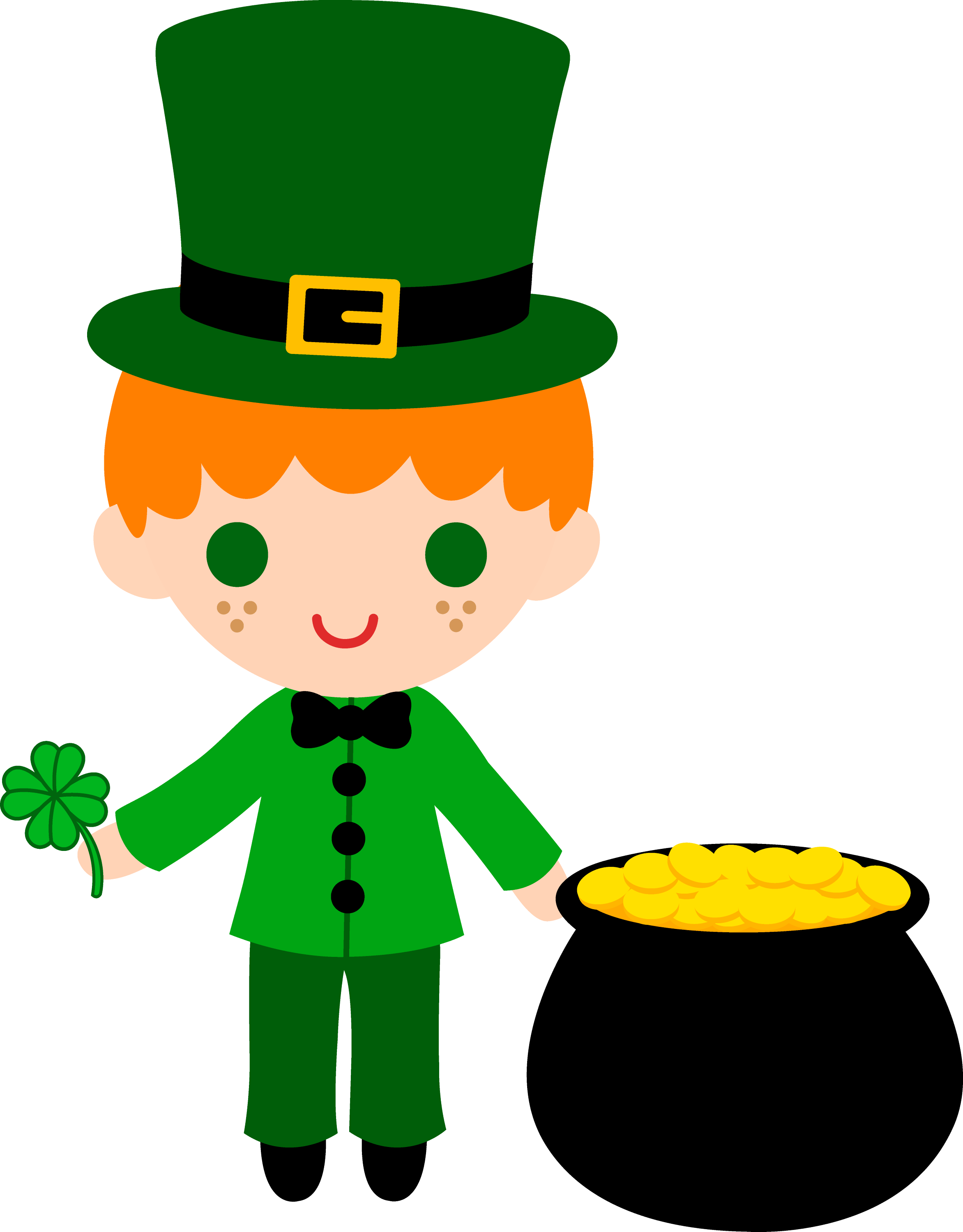 Leprechaun Boy With Pot of Gold - Free Clip Art