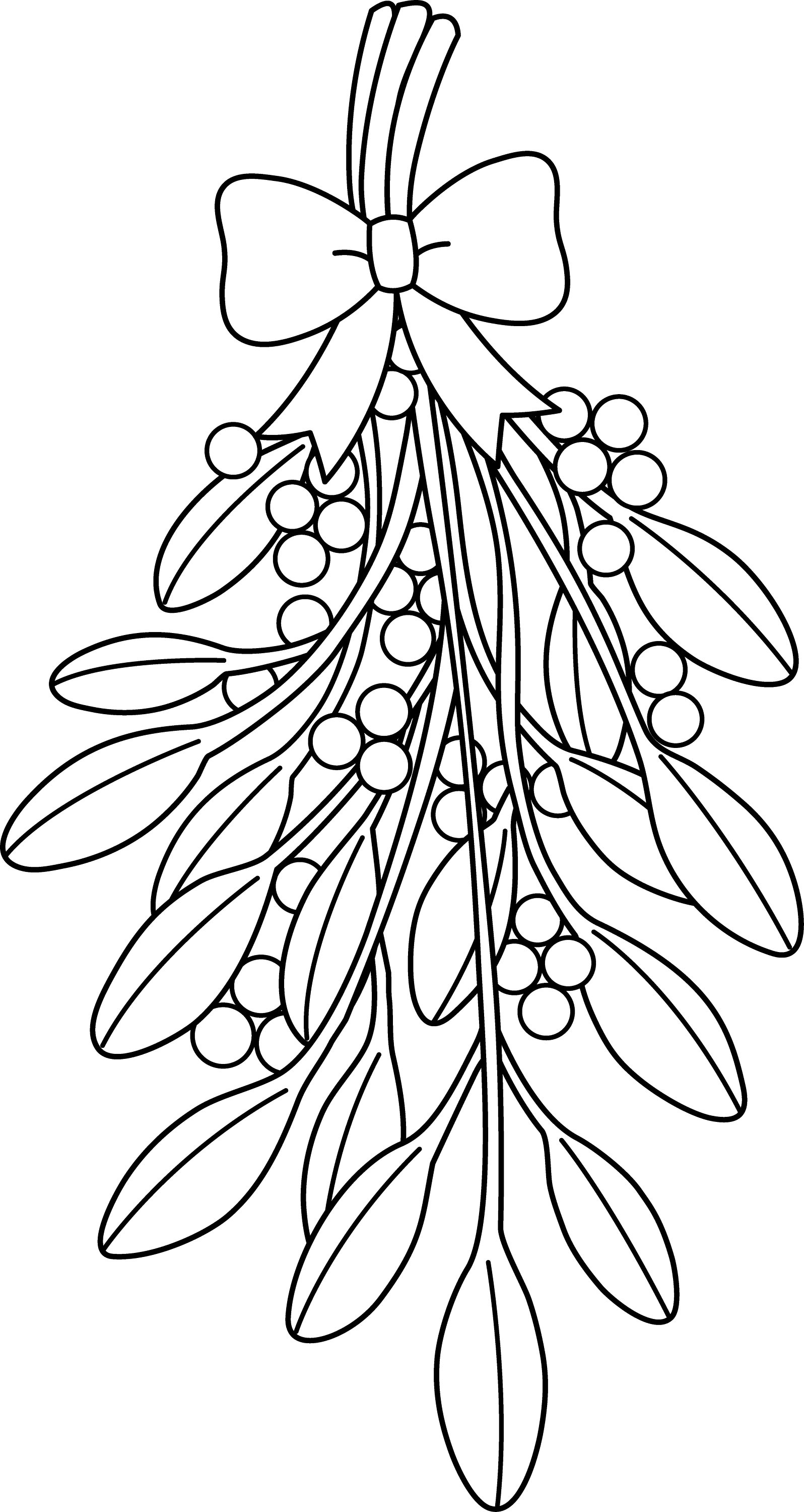 Download Christmas Mistletoe Line Art - Free Clip Art