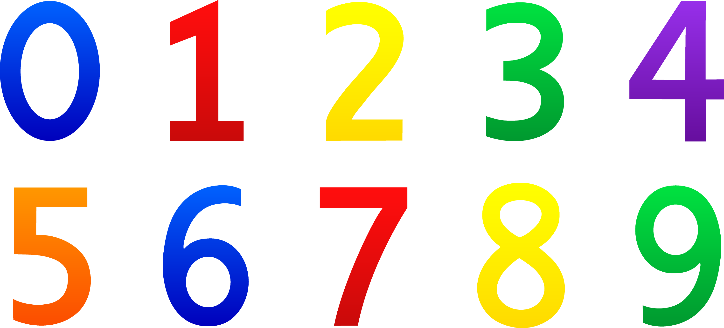 Colorful Set of Numbers 0-9 - Free Clip Art