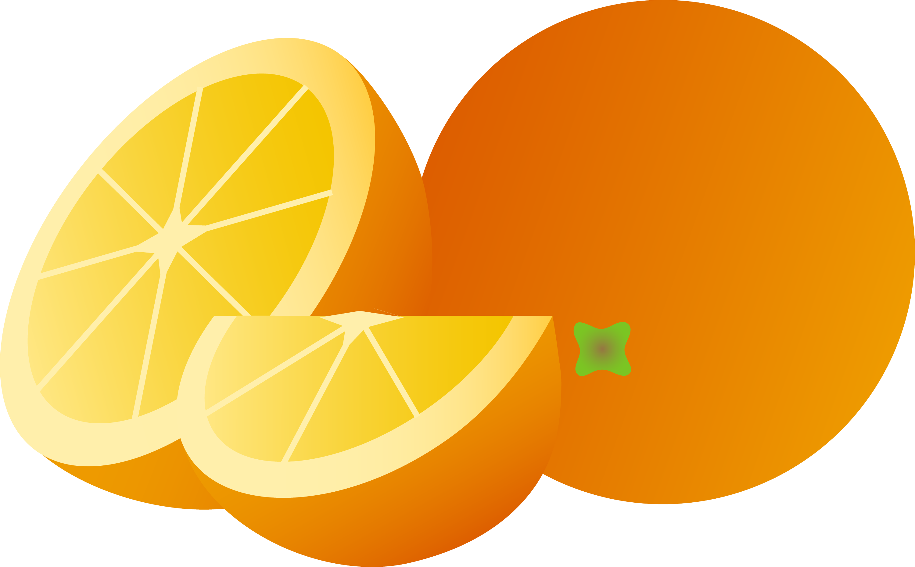 Orange Whole Half and Wedge - Free Clip Art