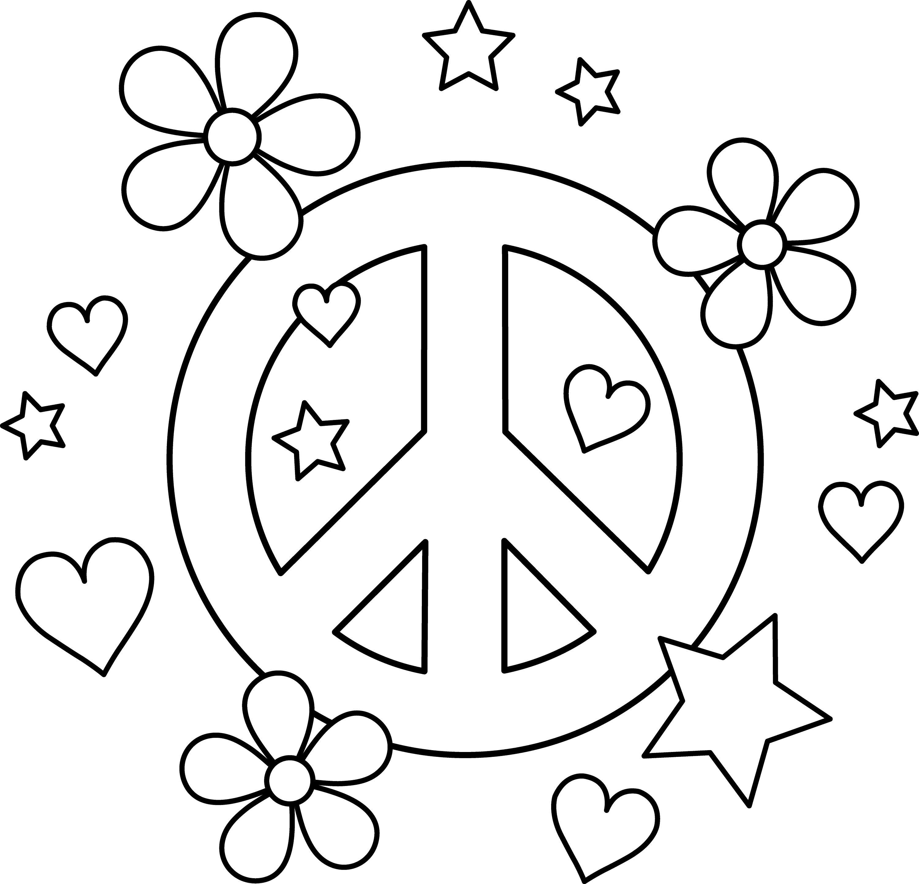 Colorable Peace Sign Design - Free Clip Art