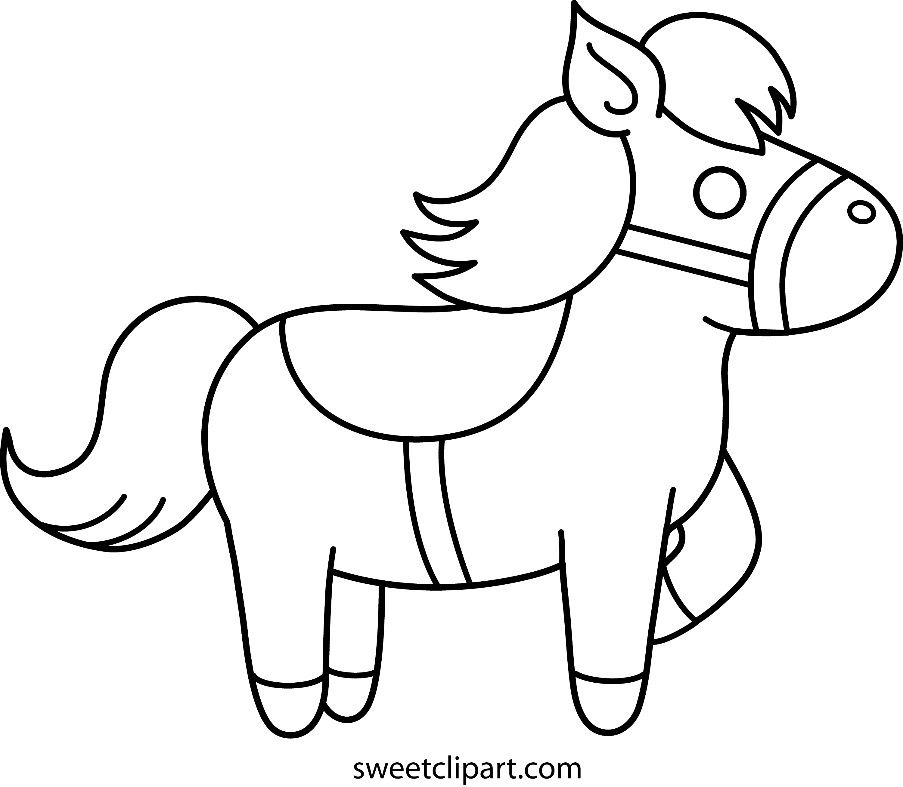 Cute Pony Coloring Page - Free Clip Art