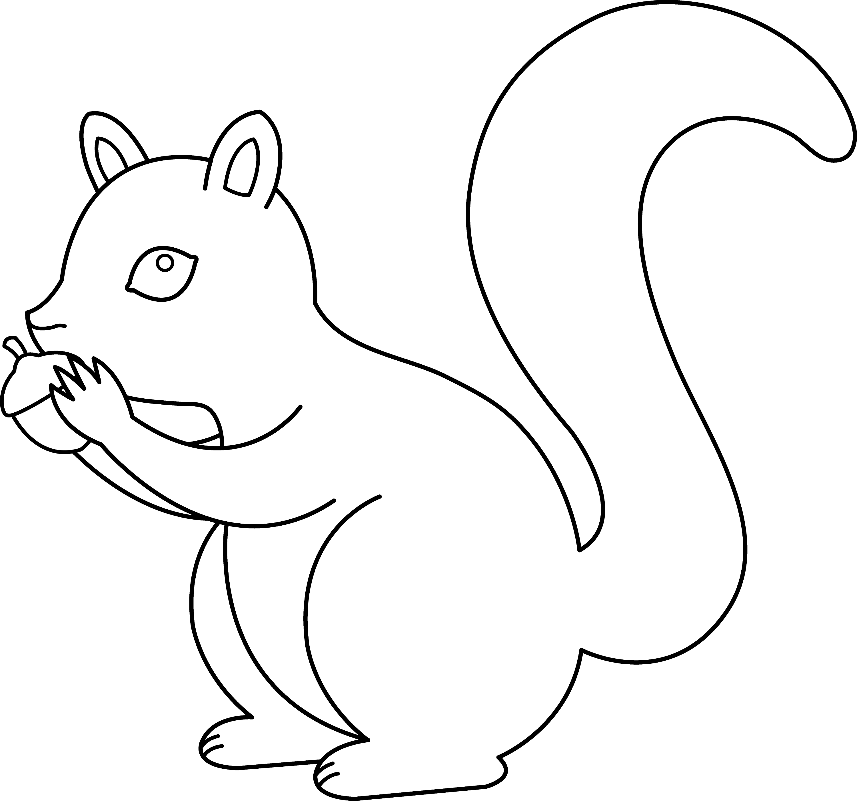 Download Cute Squirrel Line Art - Free Clip Art