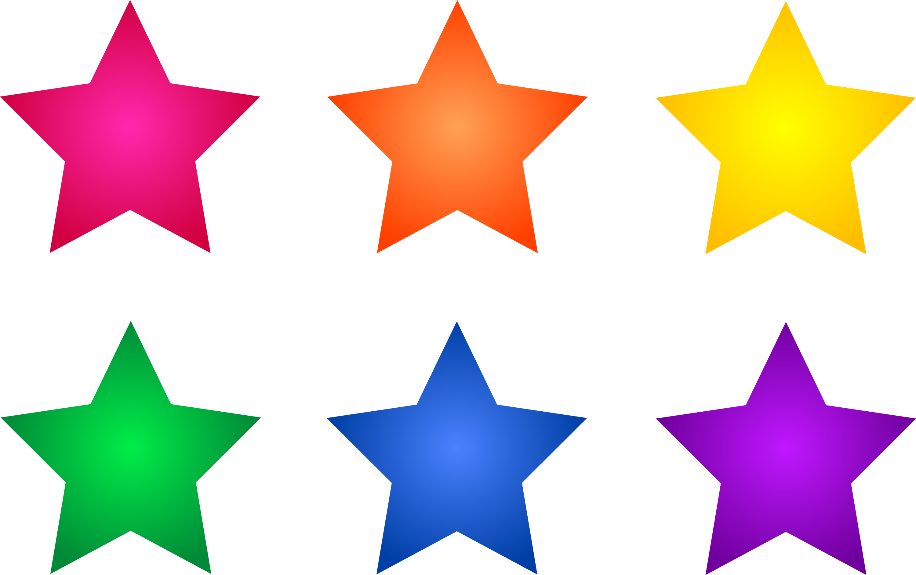 Set of Six Colorful Stars Free Clip Art
