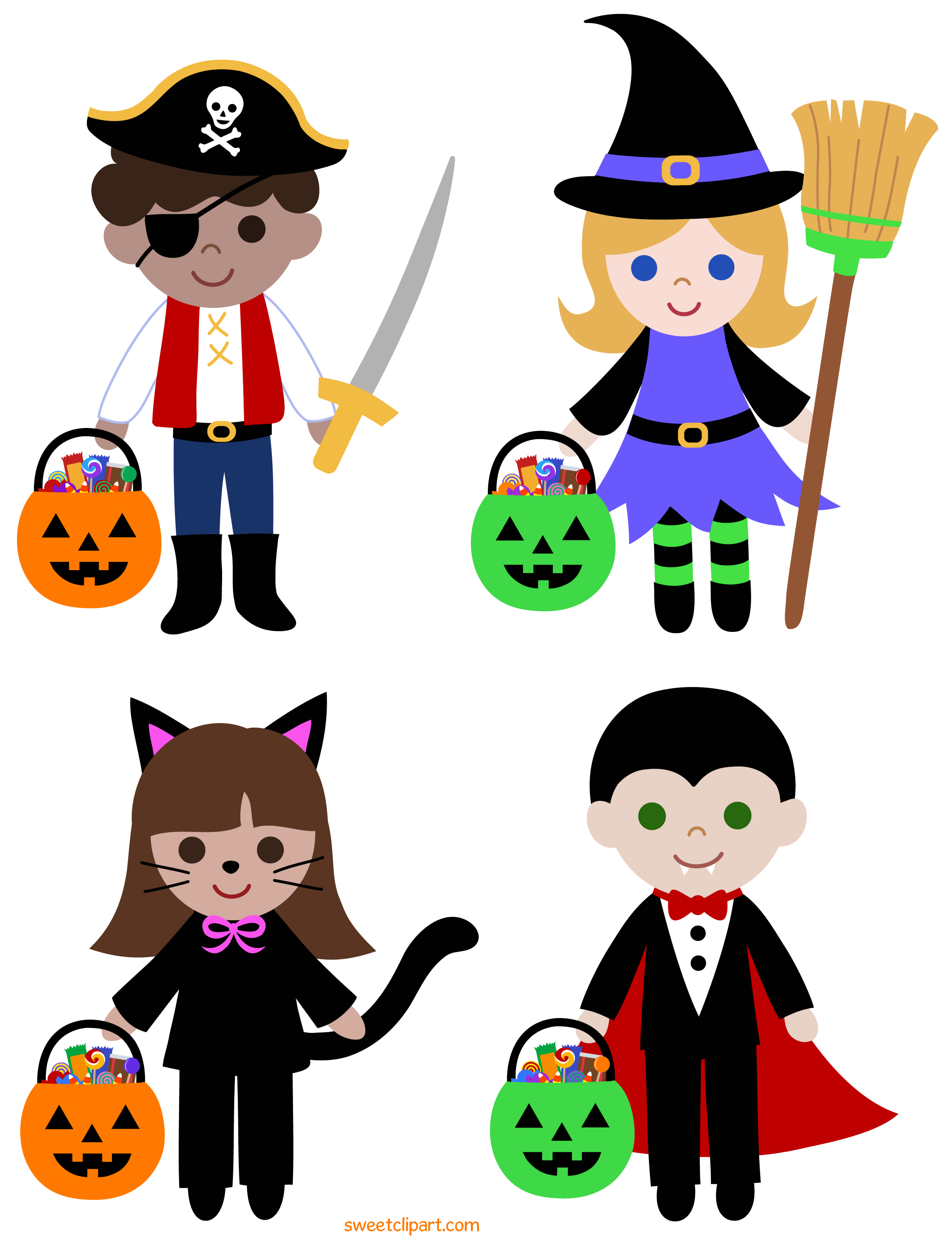 Download Trick or Treat Halloween Kids Clipart - Free Clip Art