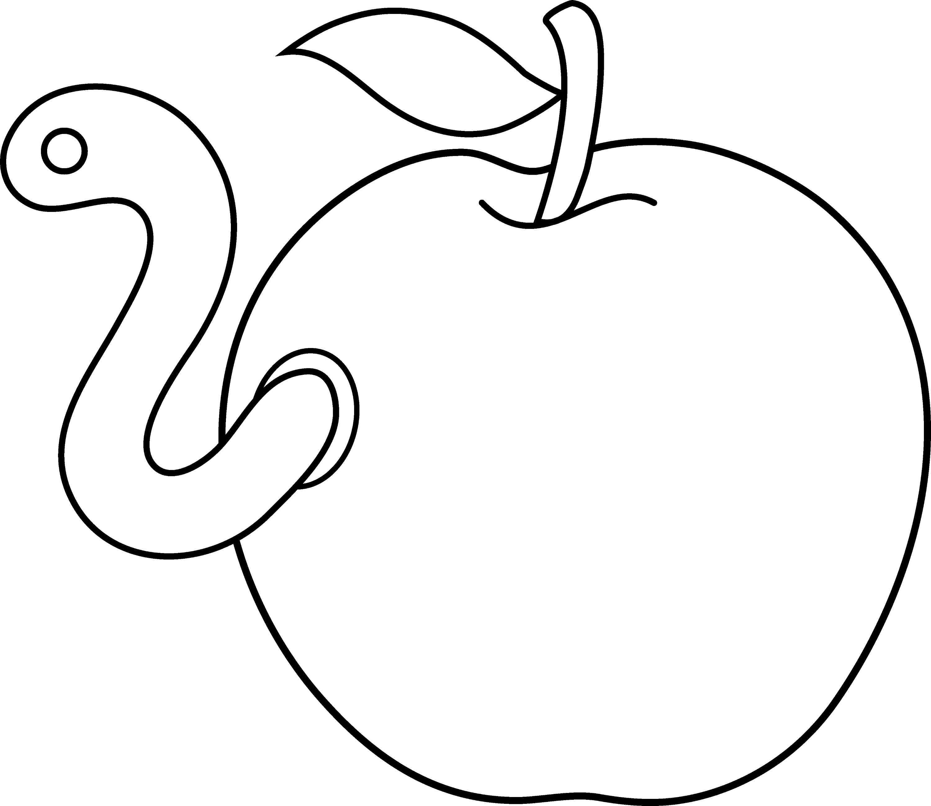 Download Worm in Apple Coloring Page - Free Clip Art