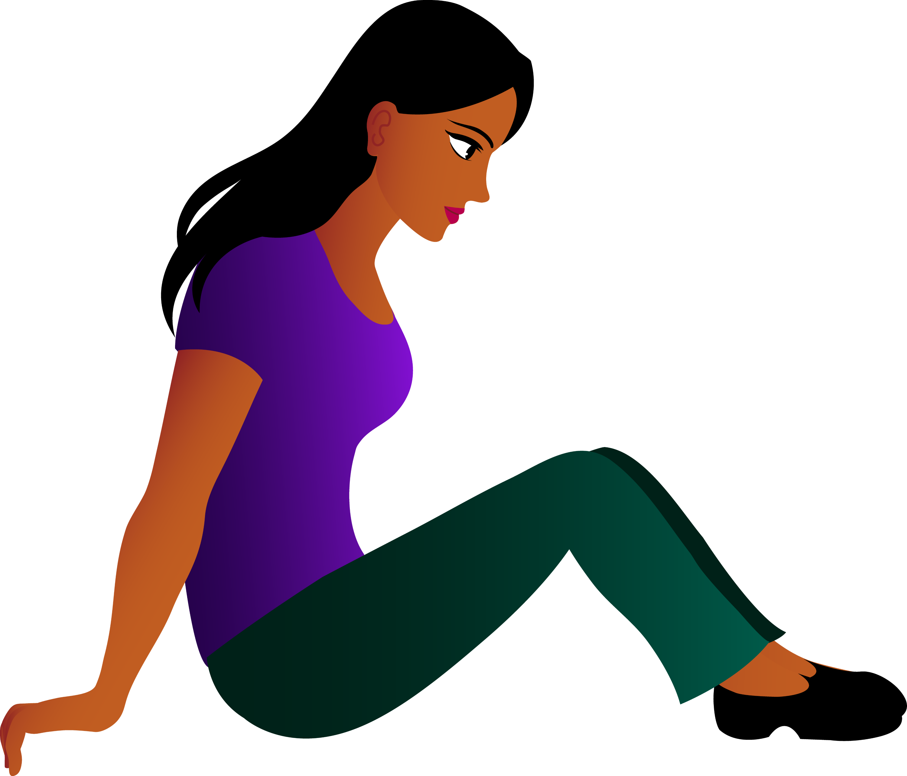 Young Woman Sitting Down Free Clip Art
