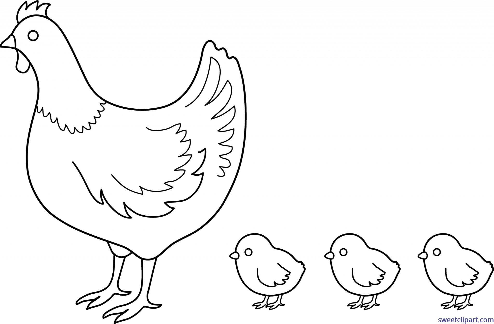 Hen And Chicks Coloring Page Clip Art.