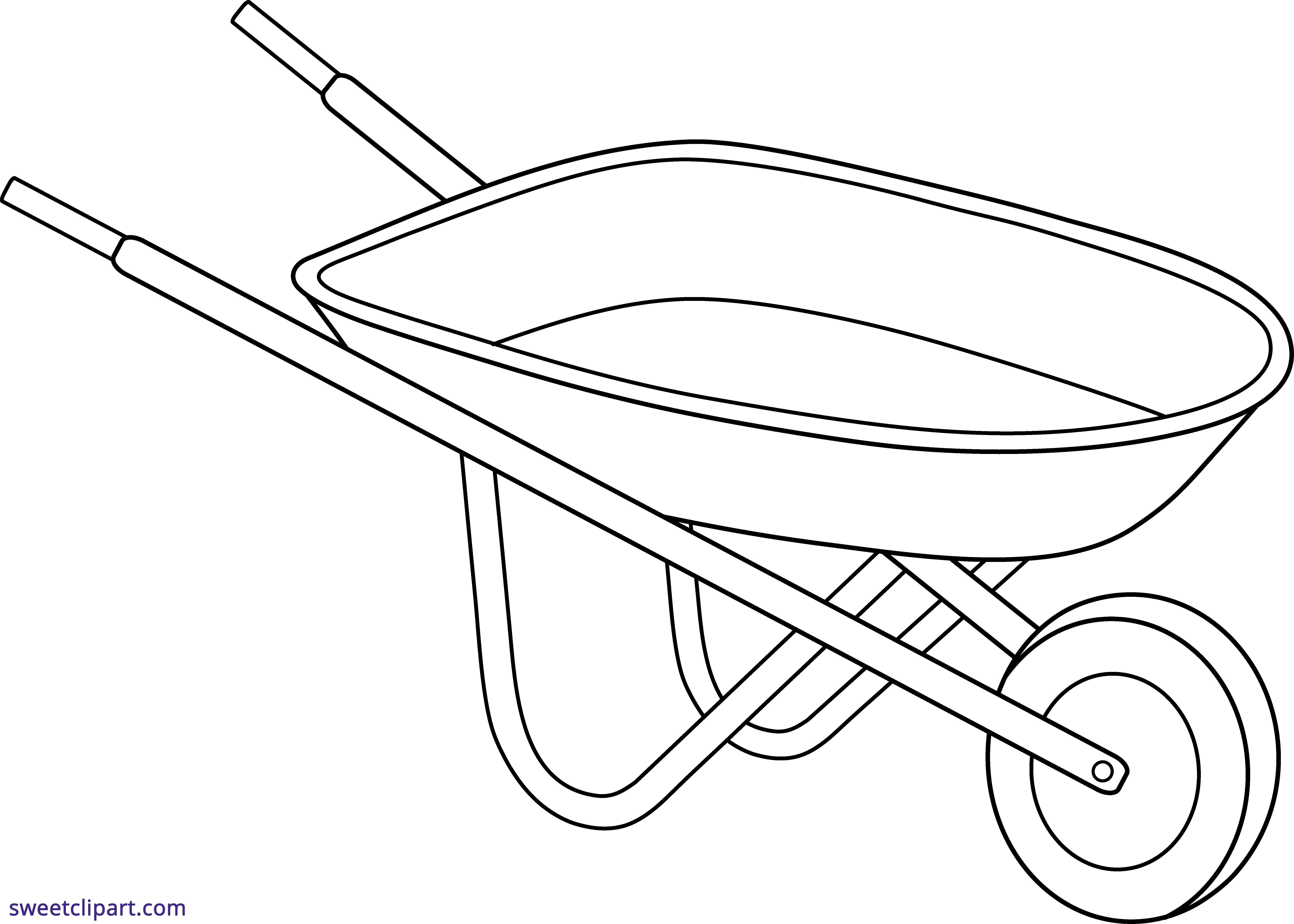 wheelbarrow clipart black and white